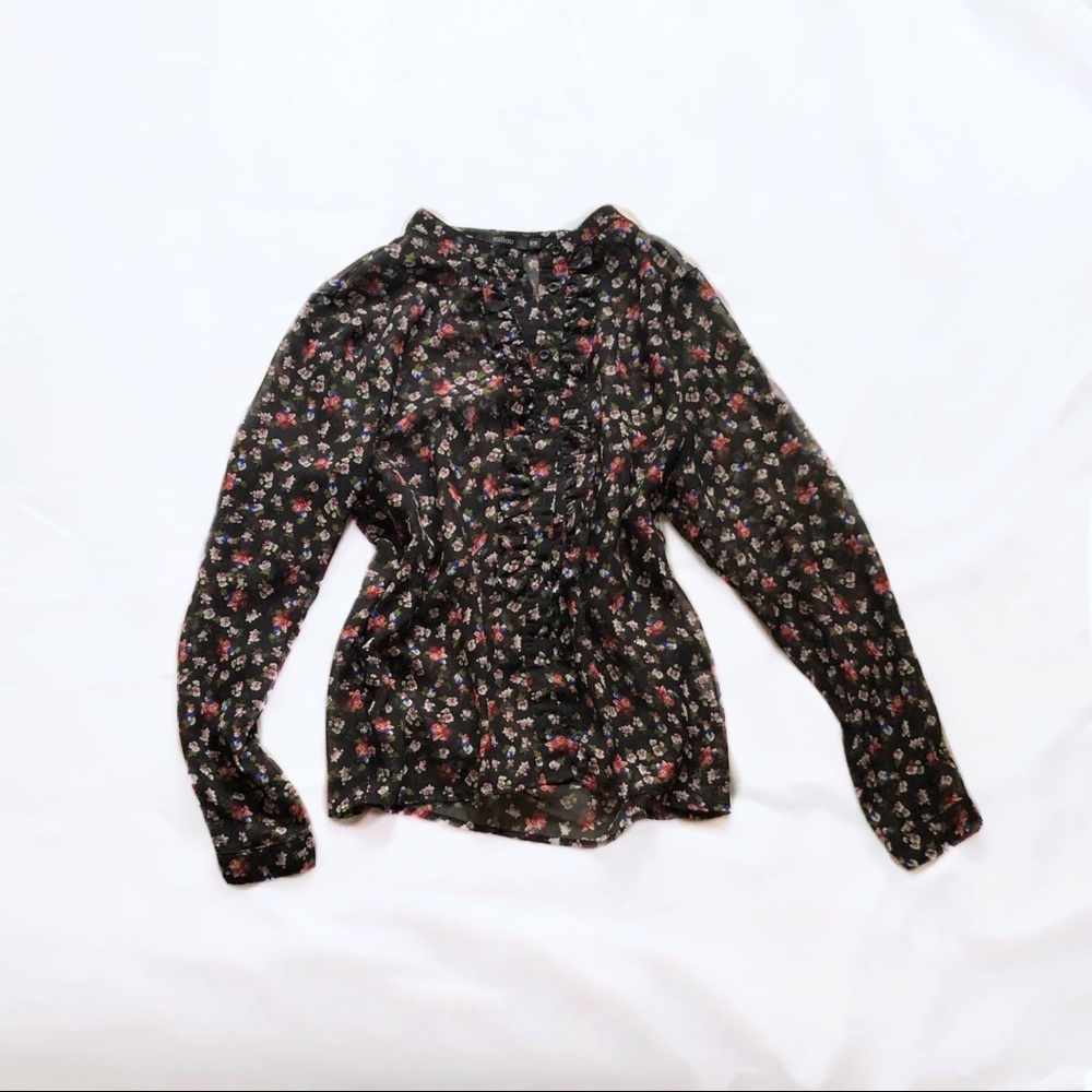 lf millau ⋆ sheer ruffle button down top